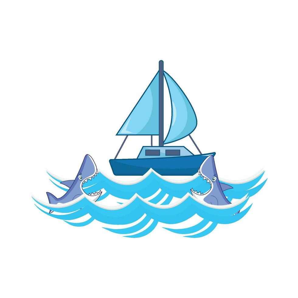 walvis met boot in zee illustratie vector