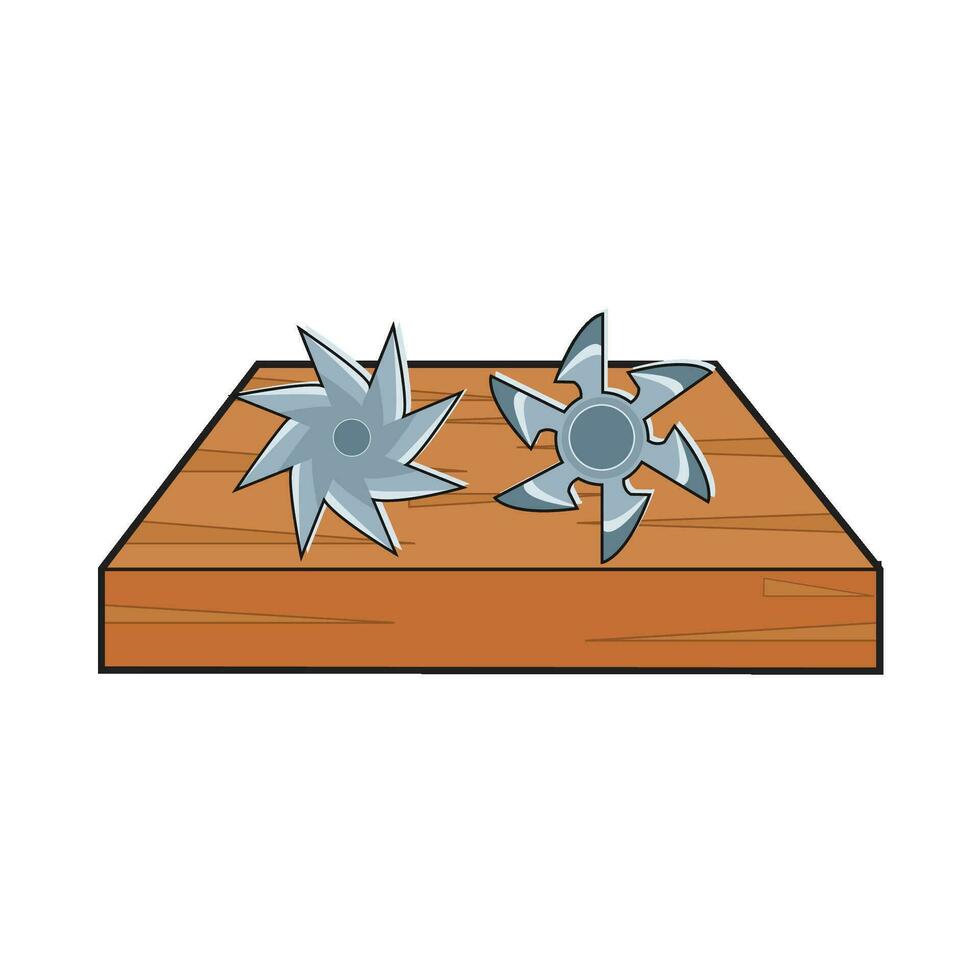shuriken in houten illustratie vector