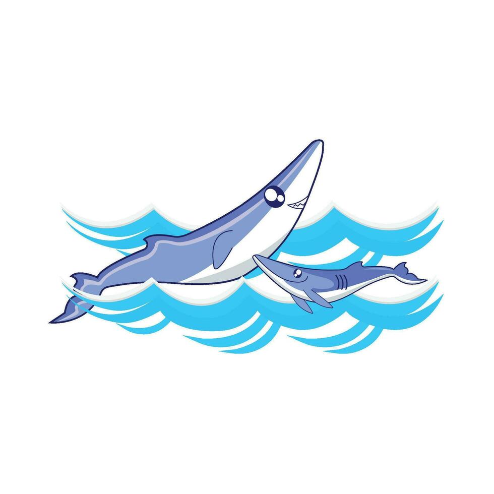 walvis met zee Golf illustratie vector