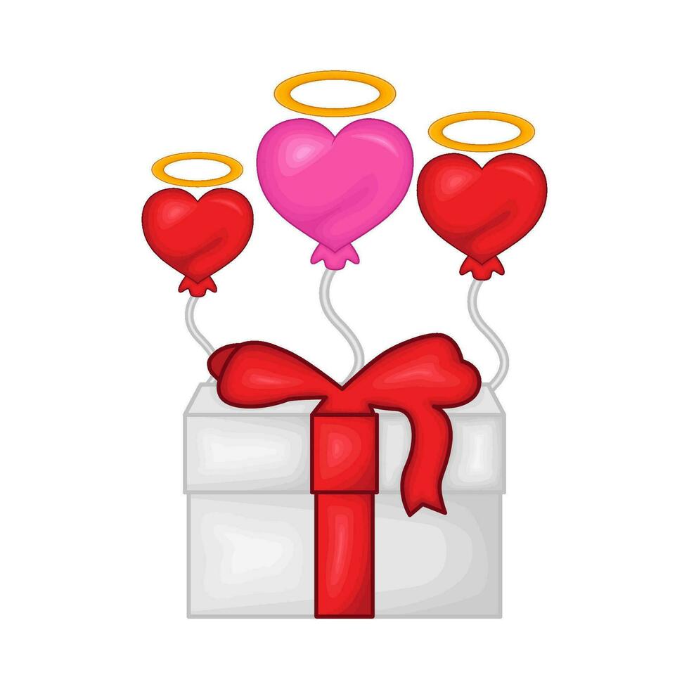 liefde engel ballon in geschenk doos illustratie vector