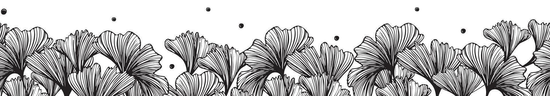 ginkgo bladeren decoratief grens zijn gemarkeerd Aan een wit achtergrond. een patroon van bladeren. vector illustratie. voor natuur, eco en ontwerp. hand getekend planten, een kader voor een ansichtkaart.