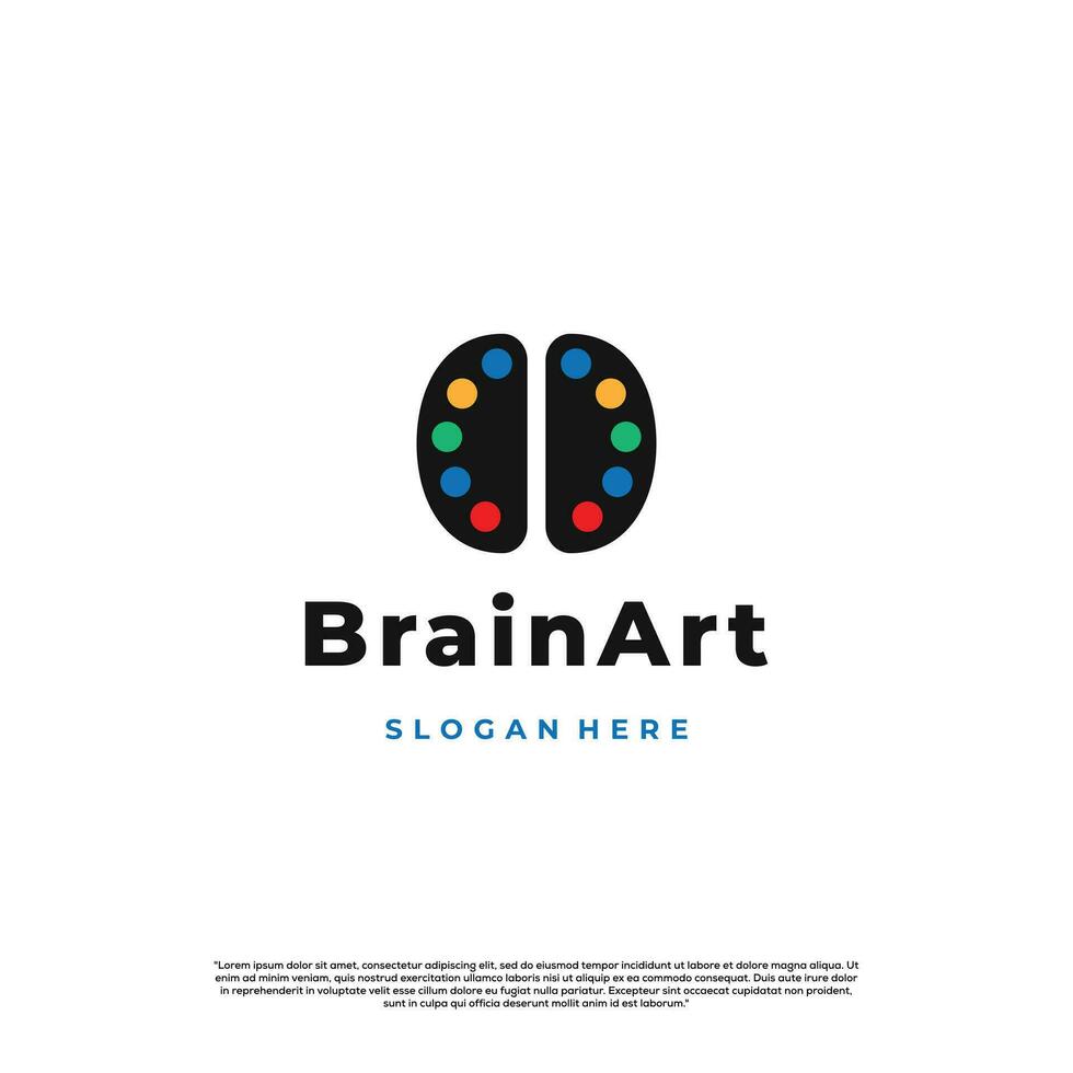 kleur palet icoon in de vorm van een brein, hersenen kunst logo ontwerp modern concept vector