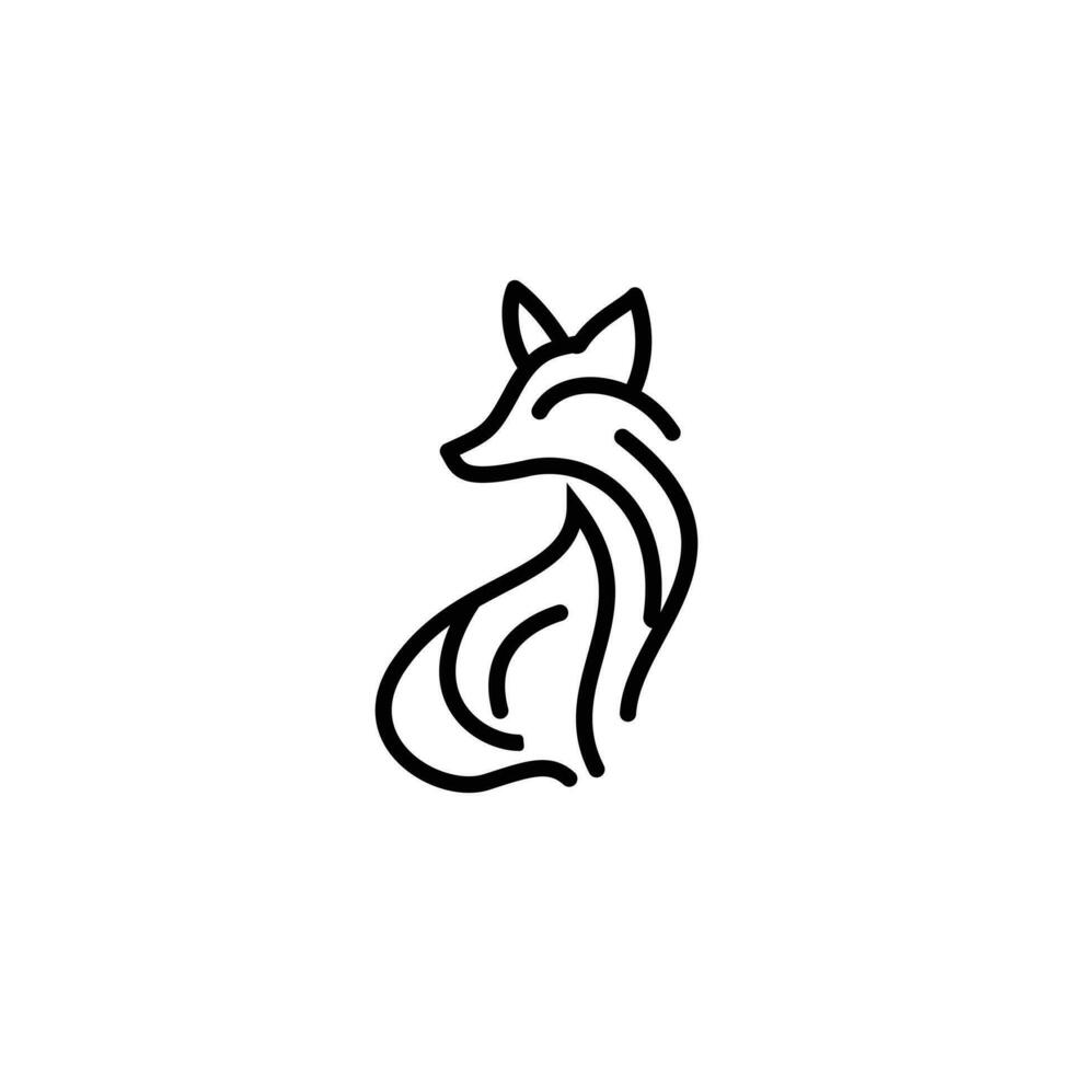 elegant minimalistische lijn kunst illustratie van een vos, gevangen genomen in een tijdloos monochromatisch ontwerp vector