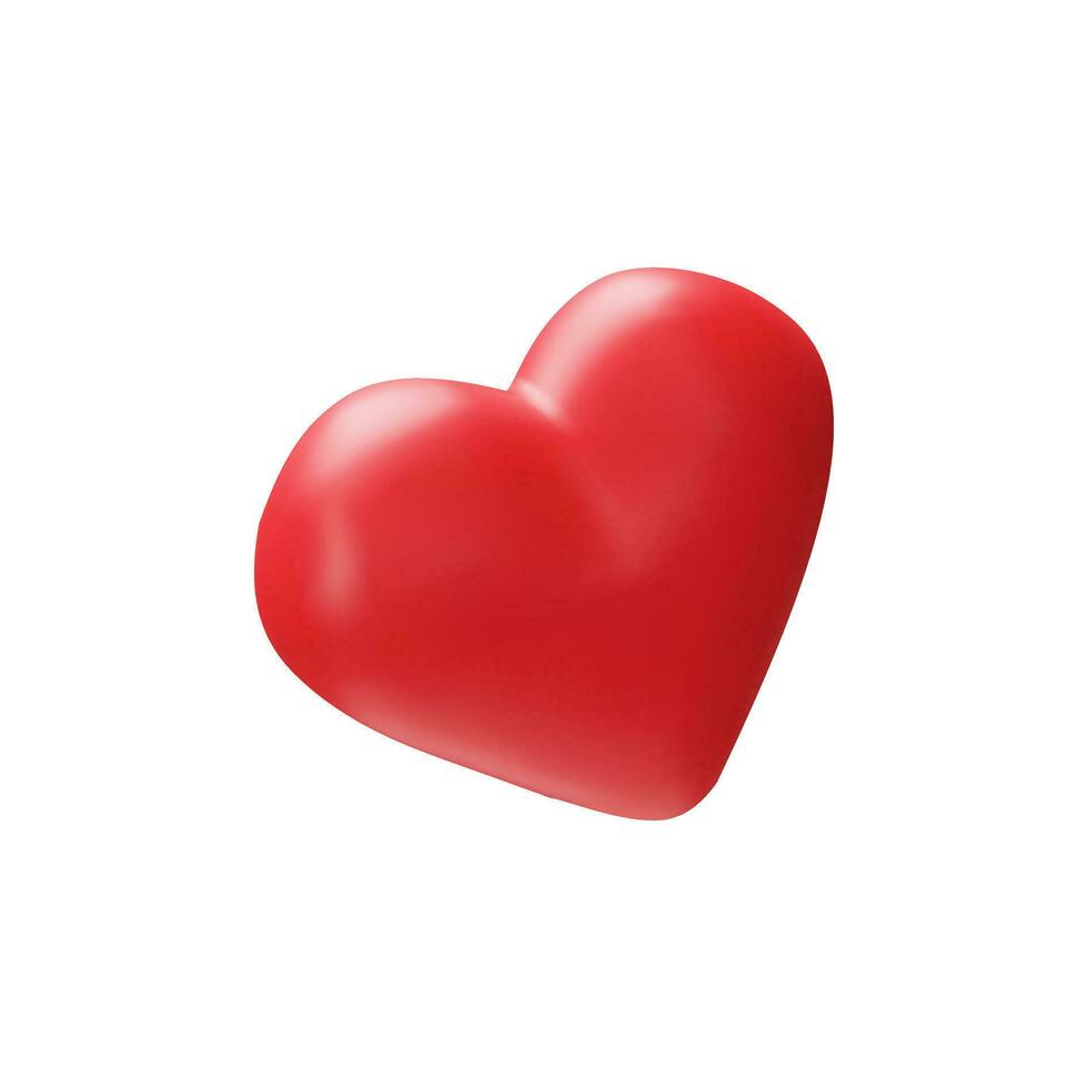 3d geven rood hart. gelukkig Valentijnsdag dag, bruiloft, liefde symbool. vector illustratie in plastic stijl. huwelijk realistisch romantisch icoon. medisch gemakkelijk voorwerp