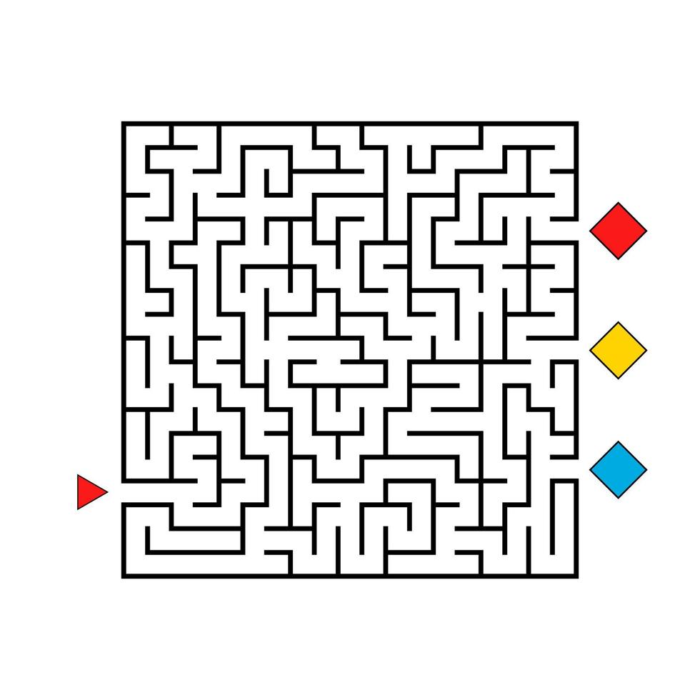 abstracte vierkante doolhof. spel voor kinderen. puzzel voor kinderen. de juiste weg vinden. labyrint raadsel. platte vectorillustratie geïsoleerd op een witte achtergrond. vector