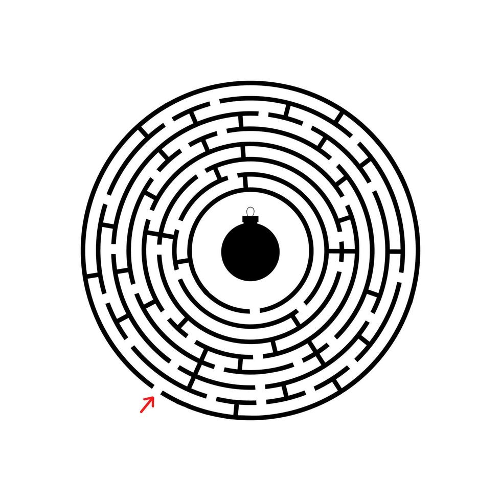 zwart rond labyrint met in- en uitgang. een interessant en nuttig spel voor kinderen. eenvoudige platte vectorillustratie geïsoleerd op een witte achtergrond. vector