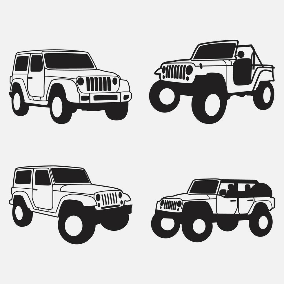 jeep silhouet reeks vector