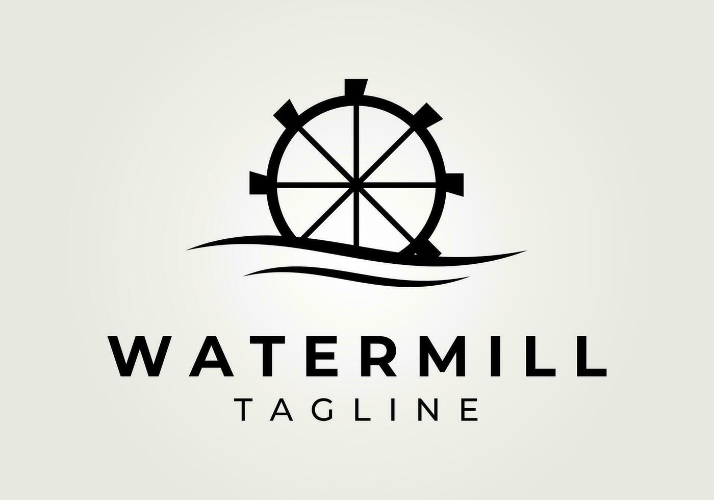 water molen logo concept vector icoon illustratie wijnoogst ontwerp