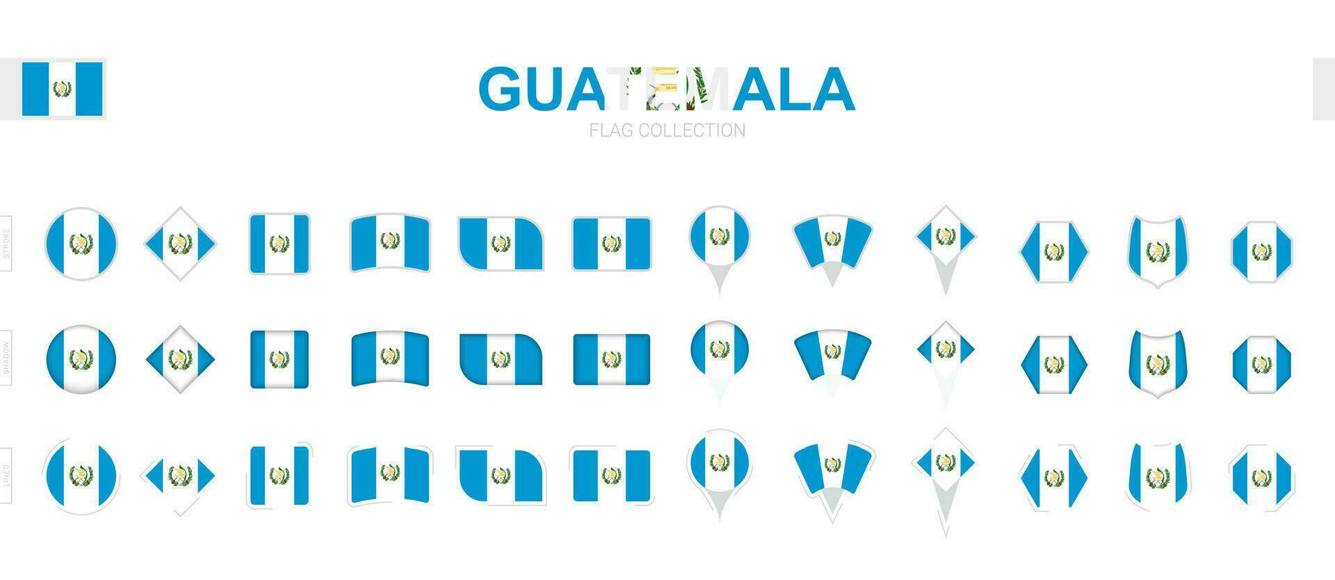 groot verzameling van Guatemala vlaggen van divers vormen en Effecten. vector