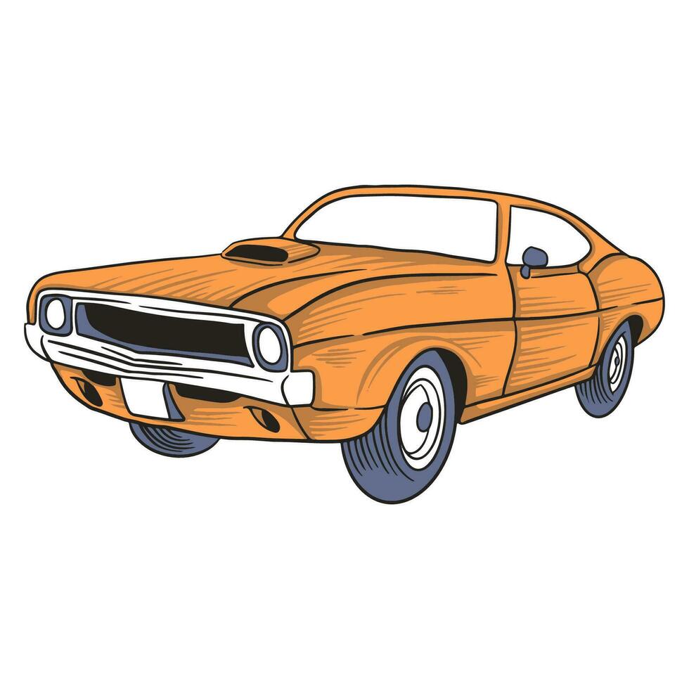 klassiek retro auto hand getekend illustratie vector