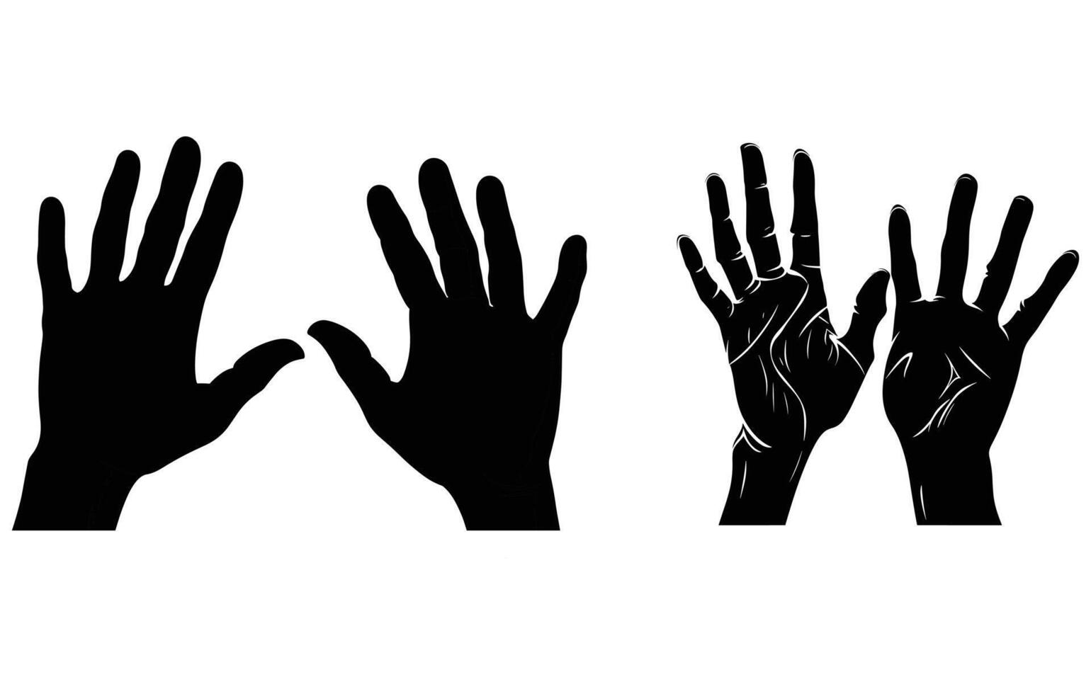 menselijk palm hand- vector silhouet, silhouet model- palm mensen hand.