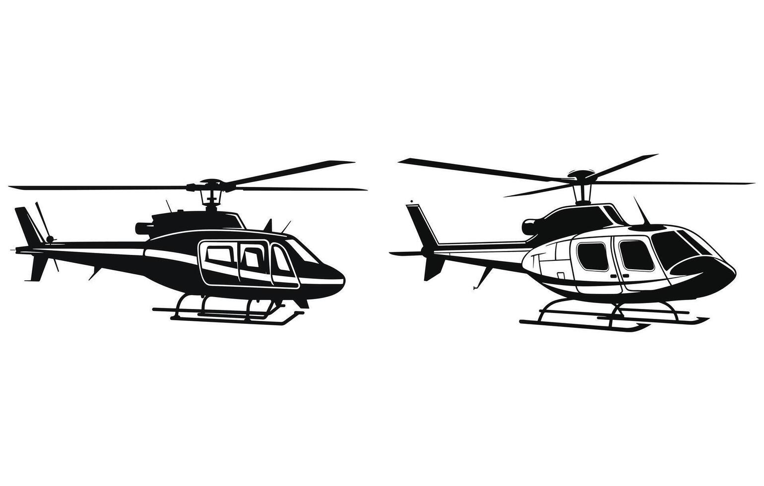 silhouet van een helikopter Aan wit achtergrond, helikopter gemakkelijk zwart silhouet. vector