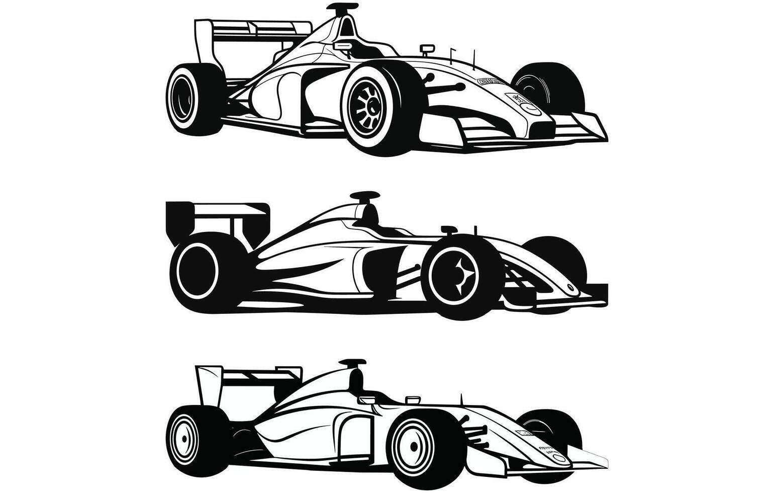 silhouet van Open wiel auto. Open wiel formule racing auto vector silhouet.