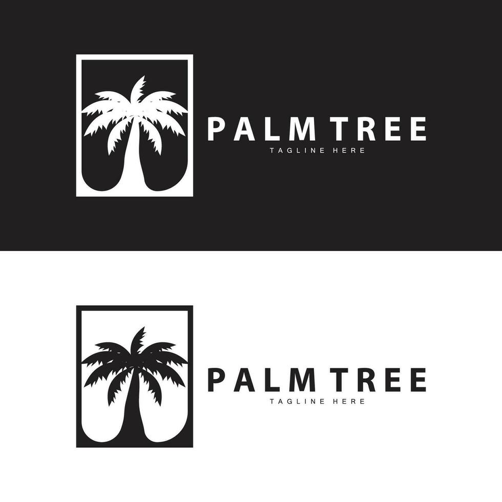 kokosnoot boom logo ontwerp zomer strand fabriek palm boom illustratie sjabloon vector