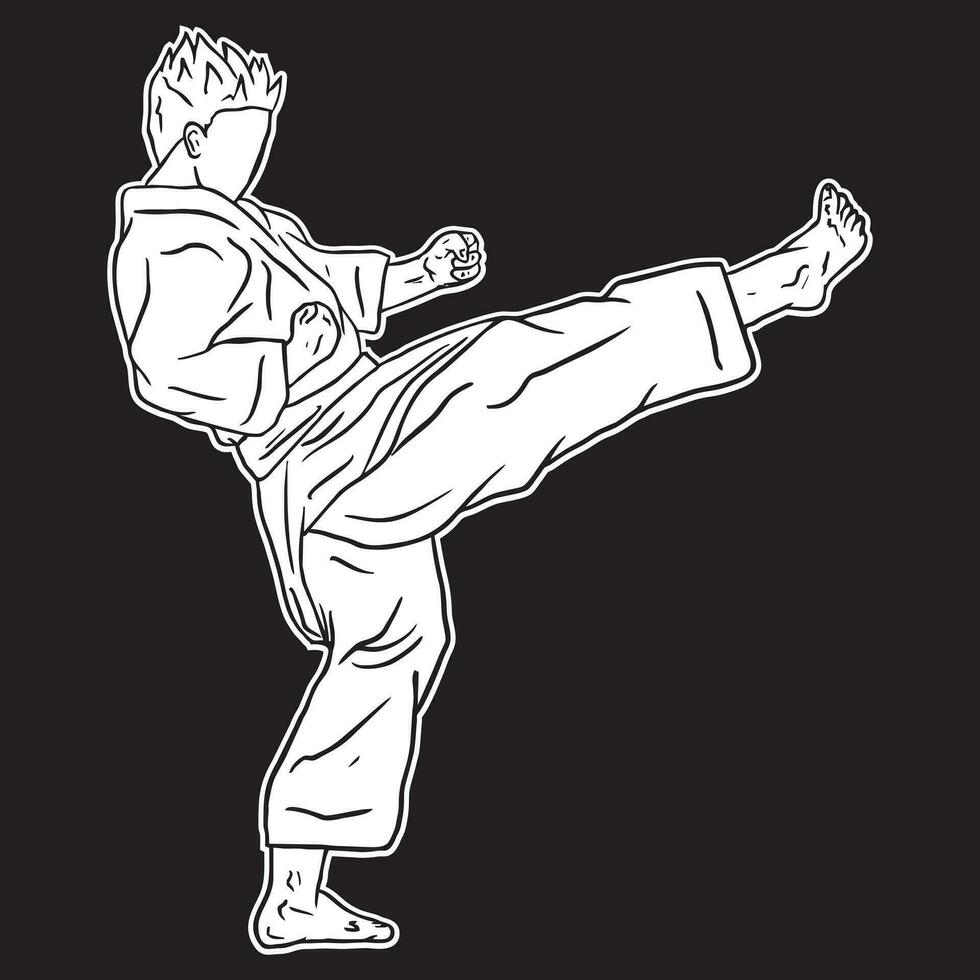 karate icoon zwart wit vector silhouet