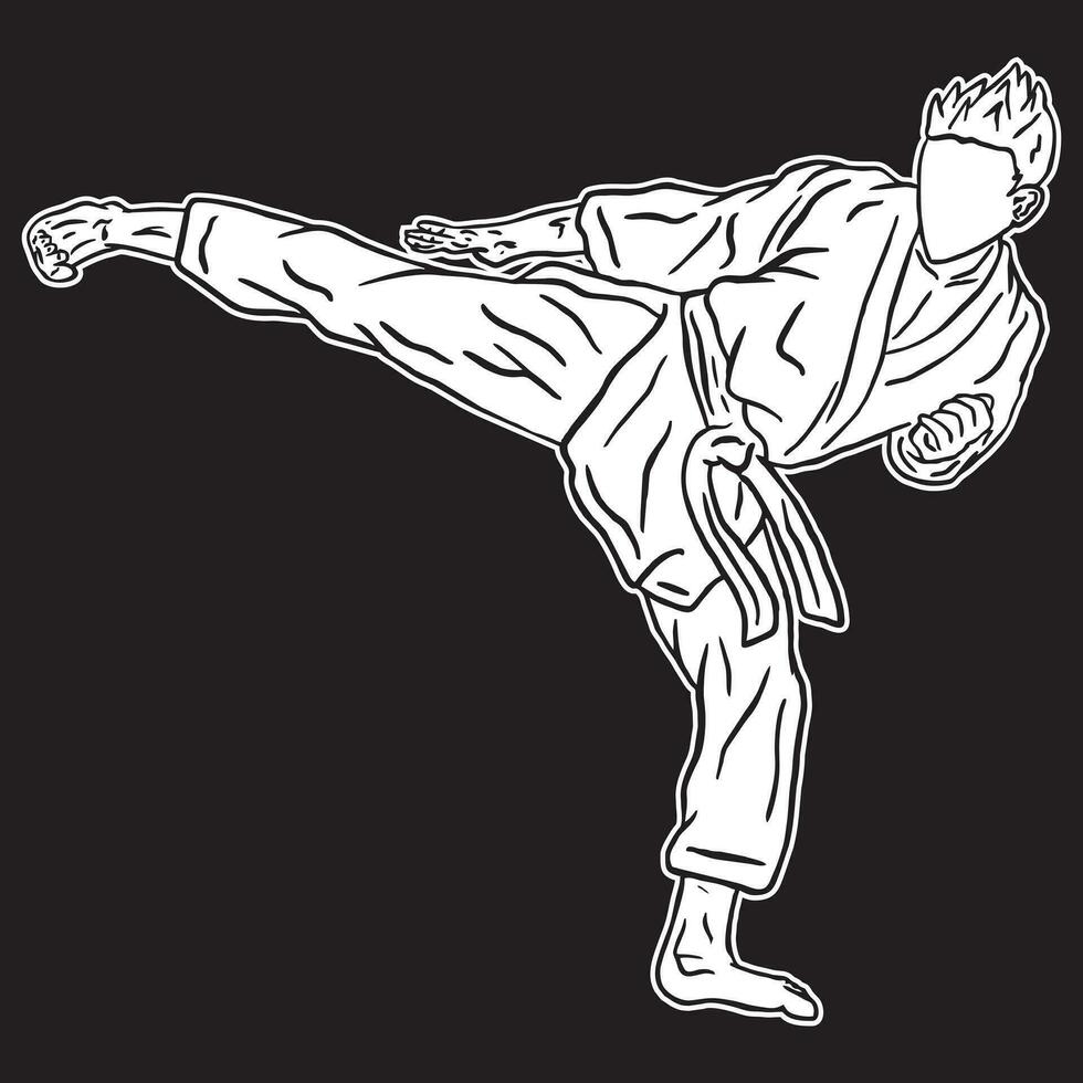 karate icoon zwart wit vector silhouet