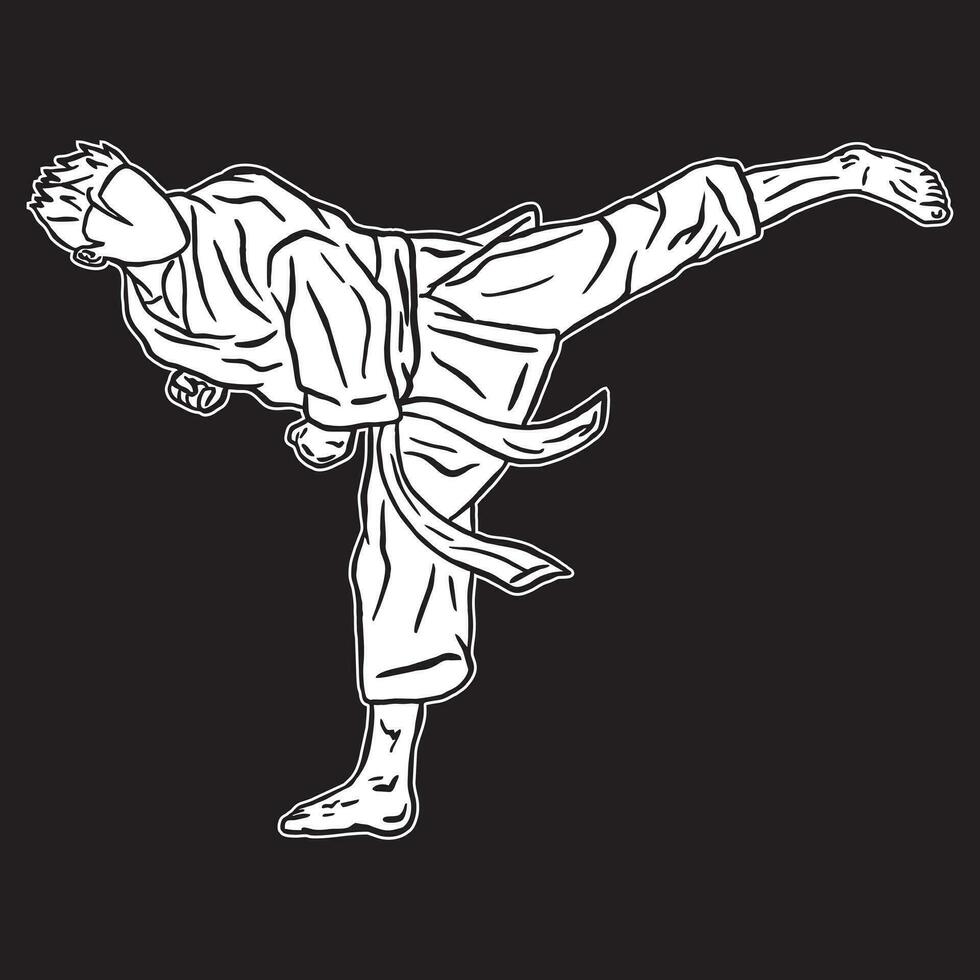 karate icoon zwart wit vector silhouet