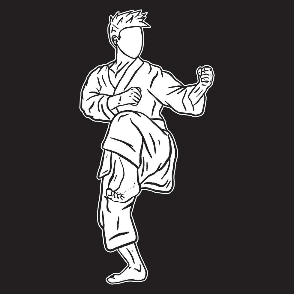 karate icoon zwart wit vector silhouet