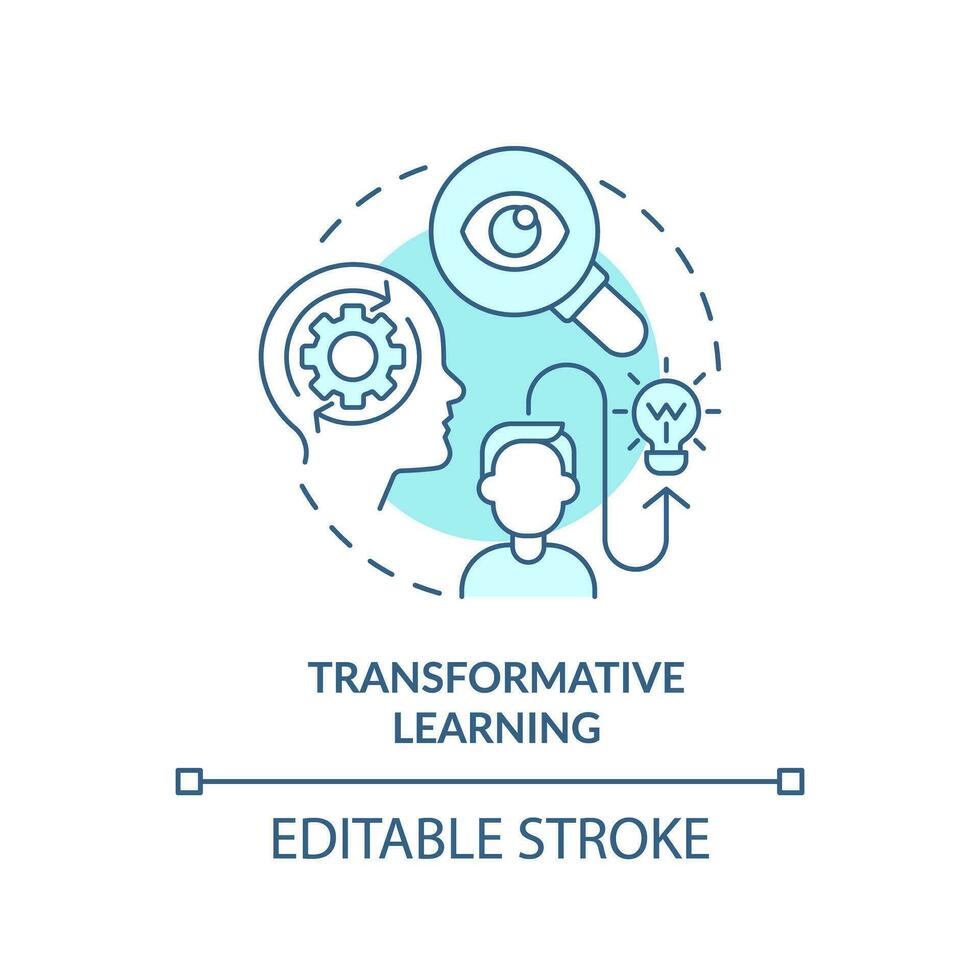 2d bewerkbare blauw transformatief aan het leren icoon, gemakkelijk monochromatisch vector, aan het leren theorieën dun lijn illustratie. vector
