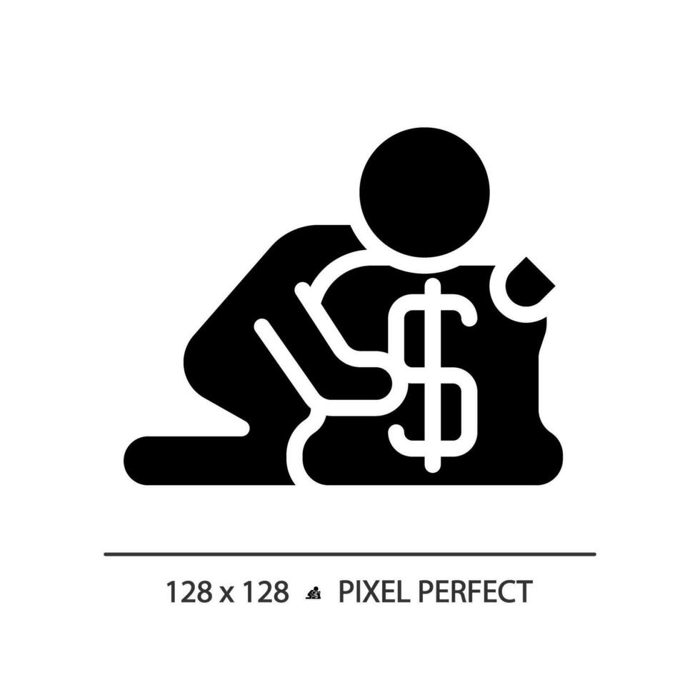 2d pixel perfect glyph stijl hebzucht icoon, geïsoleerd vector, silhouet illustratie vertegenwoordigen psychologie. vector