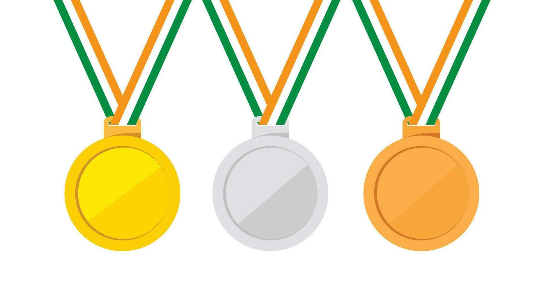 medailles pictogrammen van goud zilver en bronzen, ranking prijzen medailles vector illustratie