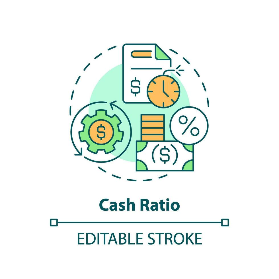 2d bewerkbare veelkleurig contant geld verhouding icoon, gemakkelijk geïsoleerd vector, dun lijn illustratie vertegenwoordigen contant geld stromen beheer. vector