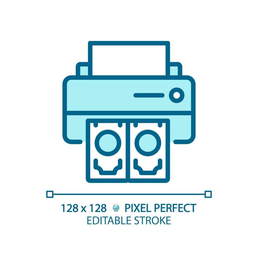 2d pixel perfect bewerkbare blauw het drukken geld icoon, geïsoleerd monochromatisch vector, dun lijn illustratie vertegenwoordigen economisch crisis. vector