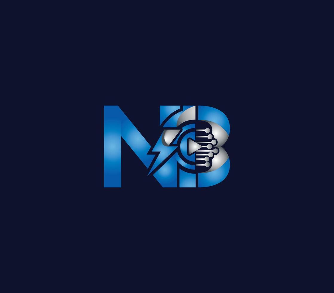 donder energie nb brief blauw kleur logo ontwerp bedrijf concept vector