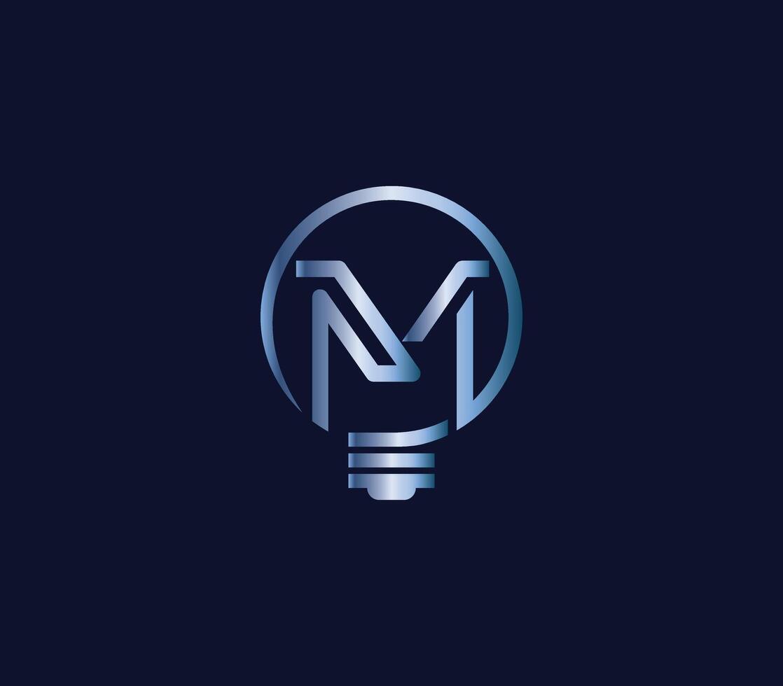 creatief m brief lamp energie macht modern logo ontwerp bedrijf concept vector