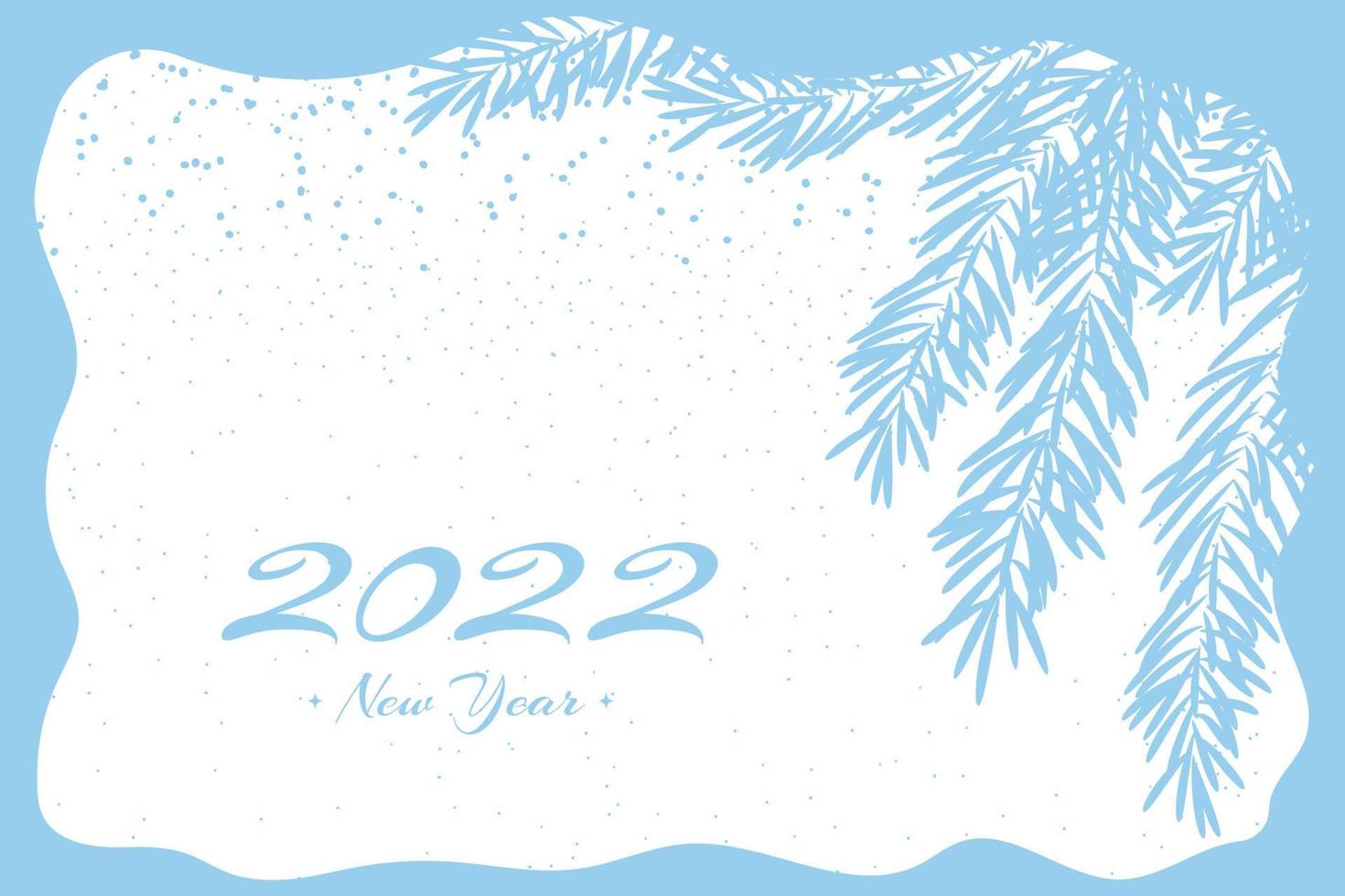 2022 sneeuwkaart in vlakke stijl op lichte achtergrond. nieuwe jaar illustratie. blauwe kleur vector achtergrond. abstract landschapsbannerontwerp. vakantie viering concept