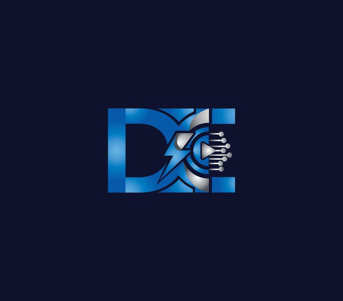 donder energie de brief blauw kleur logo ontwerp bedrijf concept vector