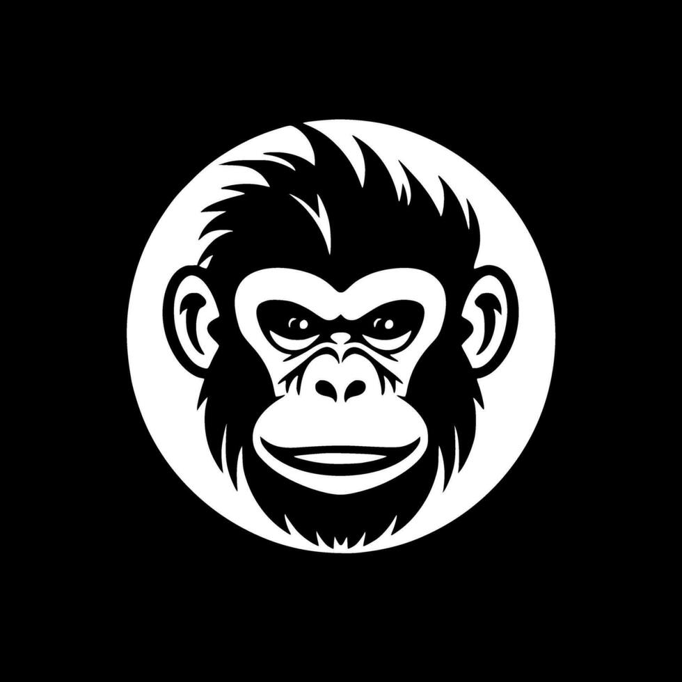 aap - zwart en wit geïsoleerd icoon - vector illustratie