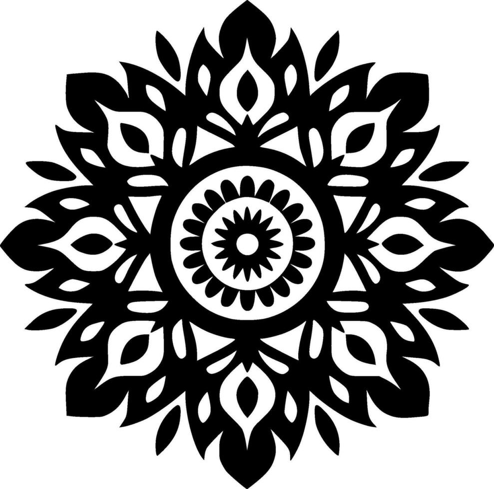 mandala - zwart en wit geïsoleerd icoon - vector illustratie