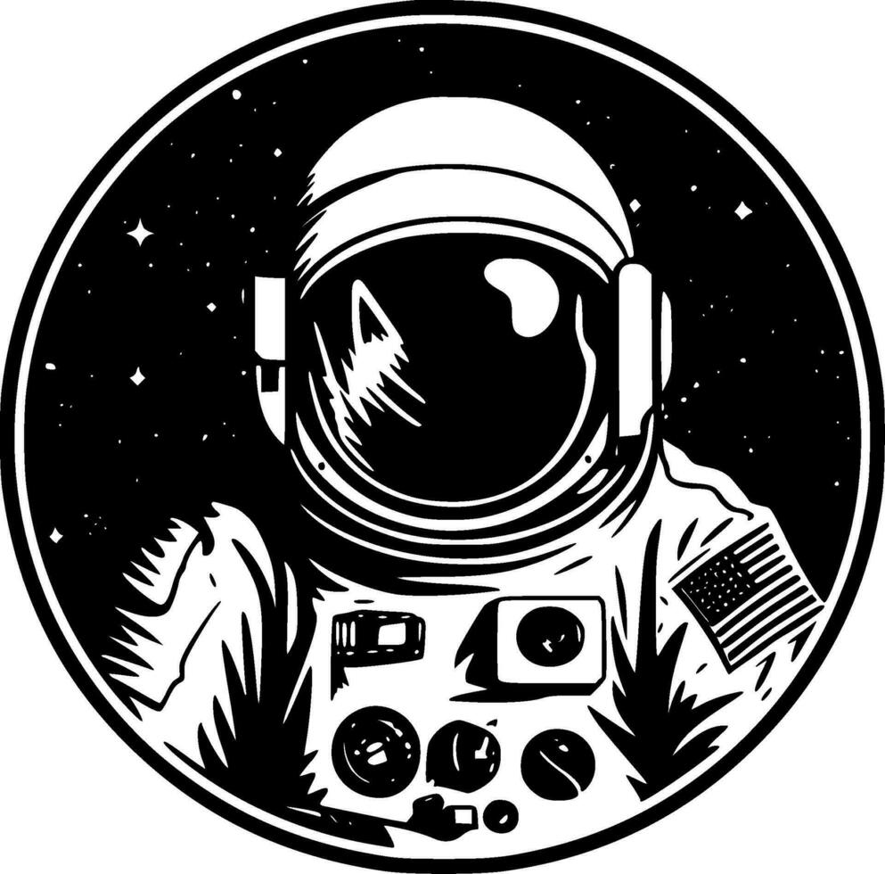 astronaut, zwart en wit vector illustratie