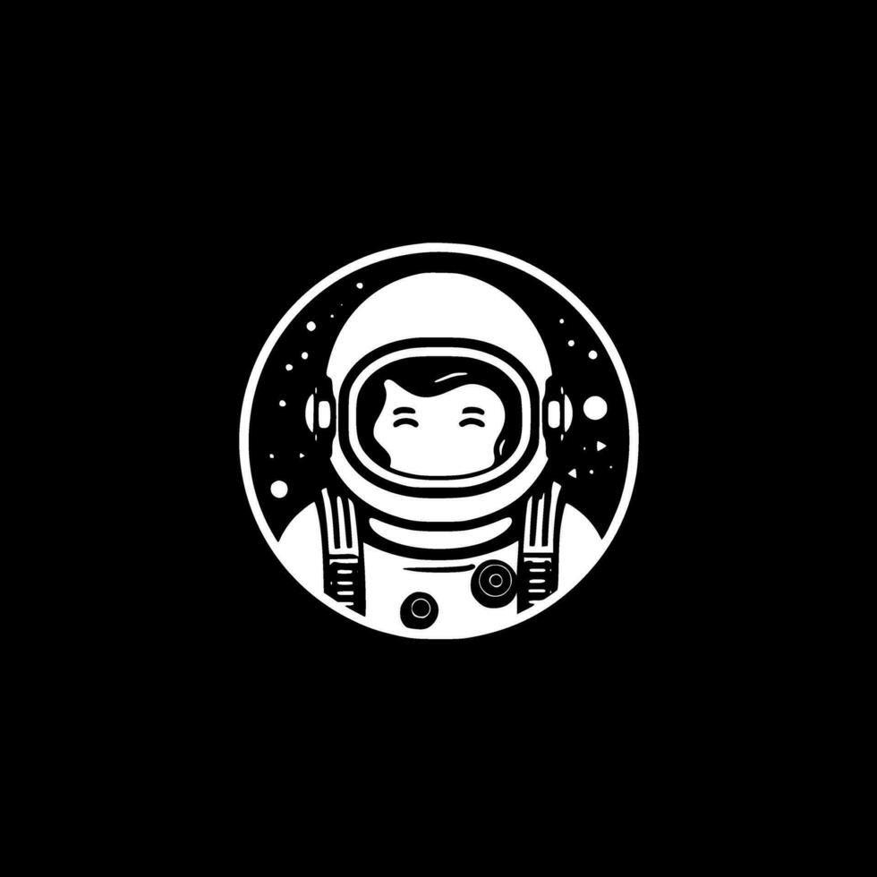 astronaut - zwart en wit geïsoleerd icoon - vector illustratie