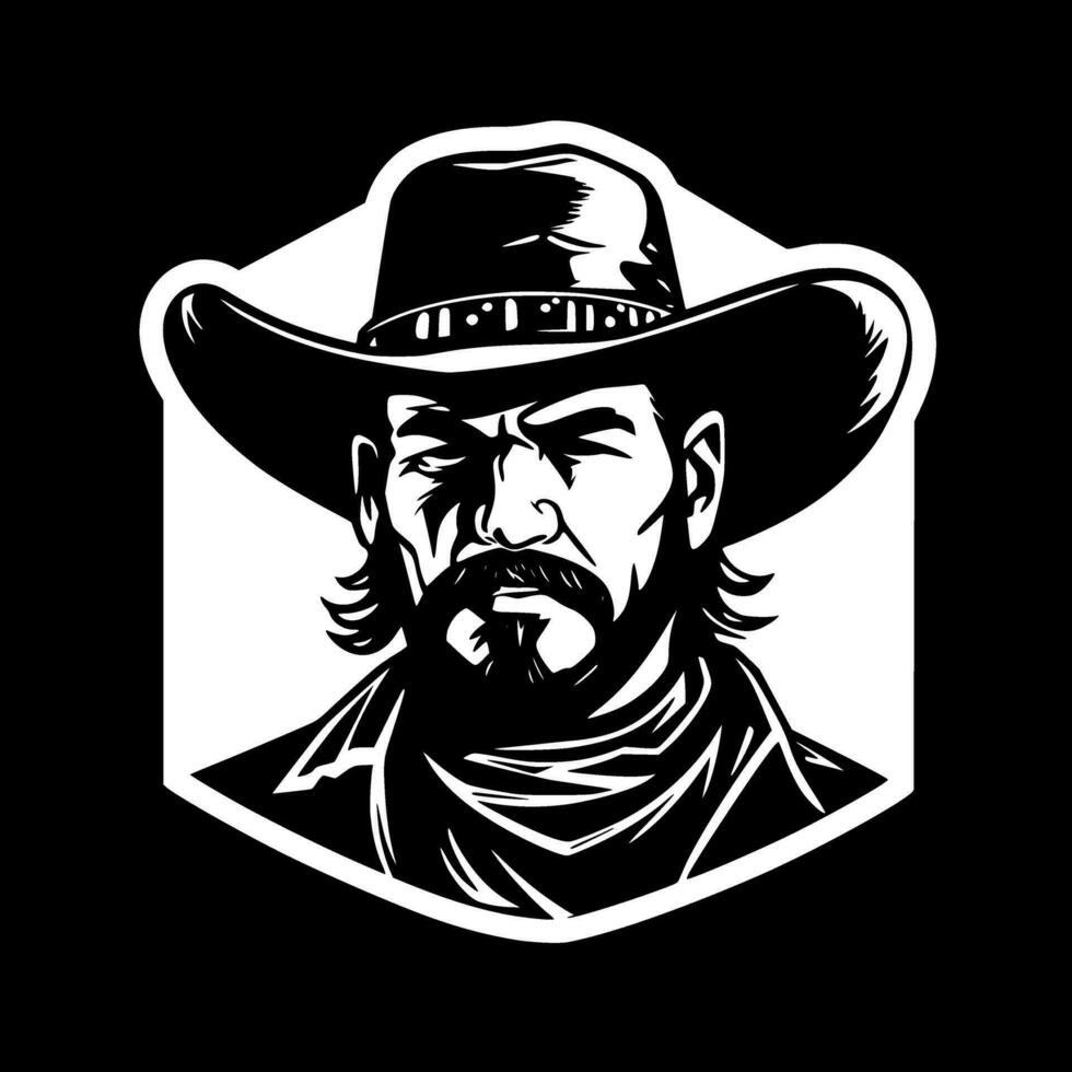 cowboy - zwart en wit geïsoleerd icoon - vector illustratie