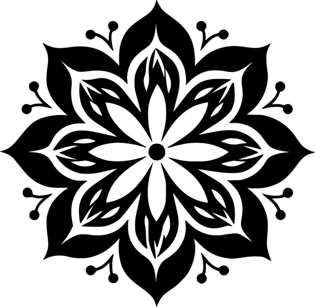 mandala - zwart en wit geïsoleerd icoon - vector illustratie