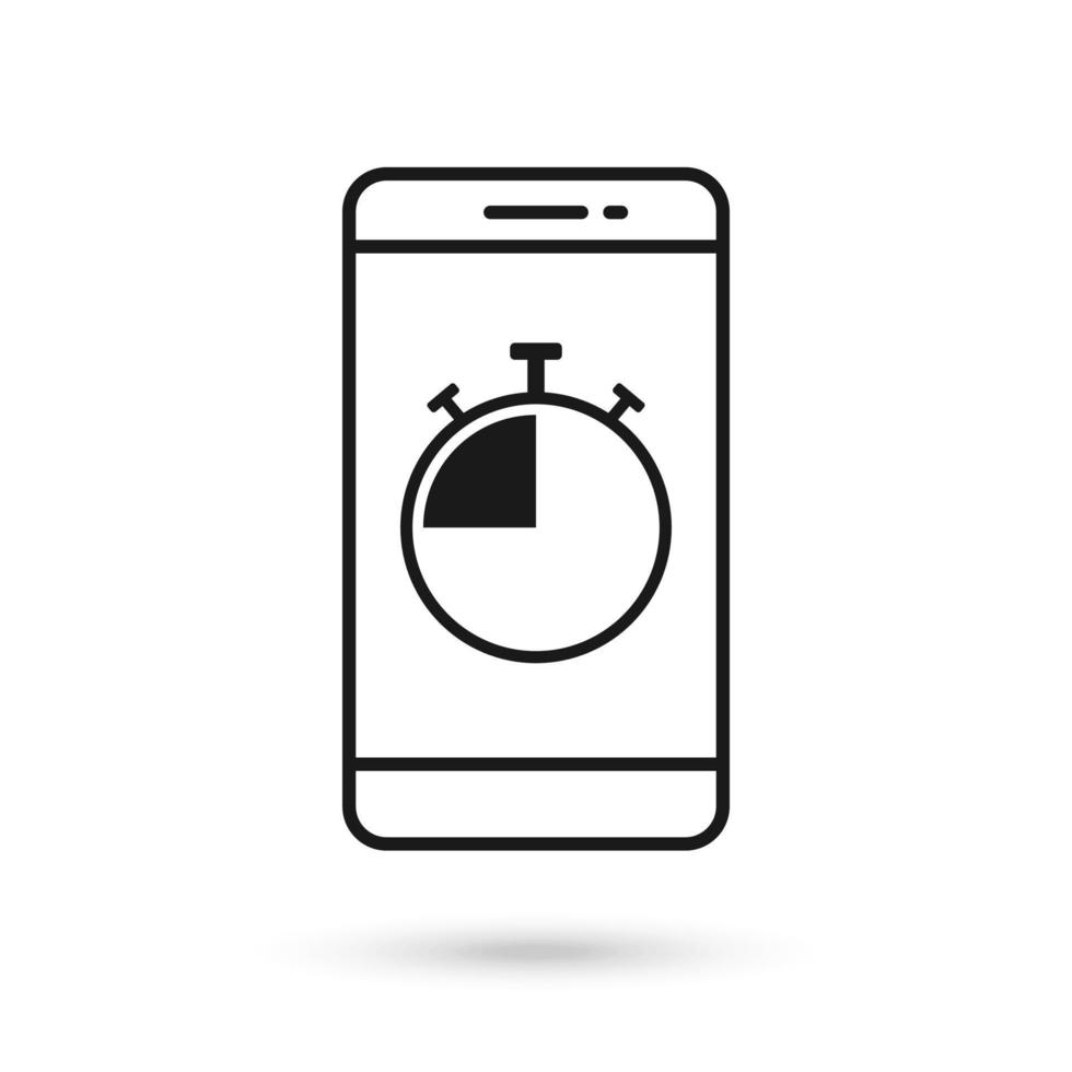 mobiele telefoon plat ontwerp met timer teken. vector