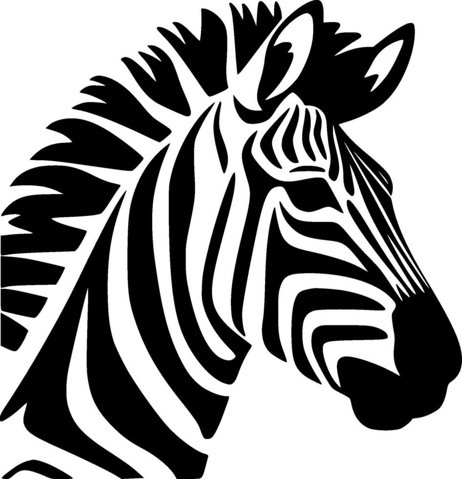 zebra - zwart en wit geïsoleerd icoon - vector illustratie