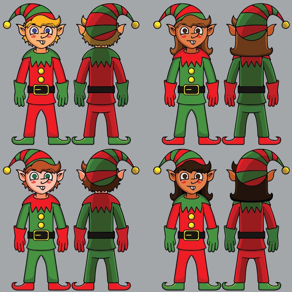 kerst elf pakket 01 vector