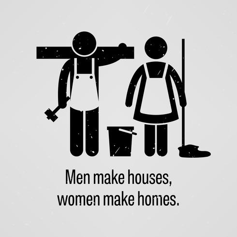 Mannen maken huizen, vrouwen maken huizen. vector