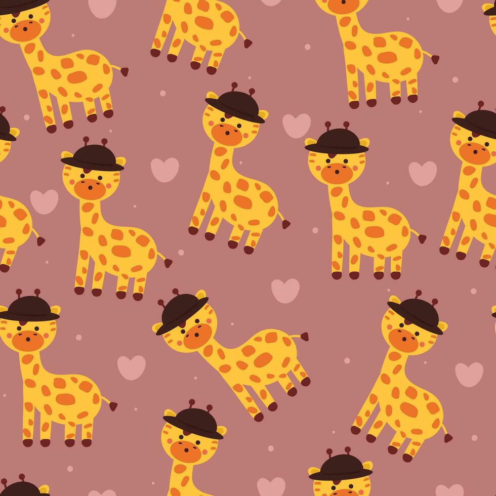 naadloos patroon tekenfilm giraffe. schattig dier behang voor textiel, geschenk inpakken papier vector