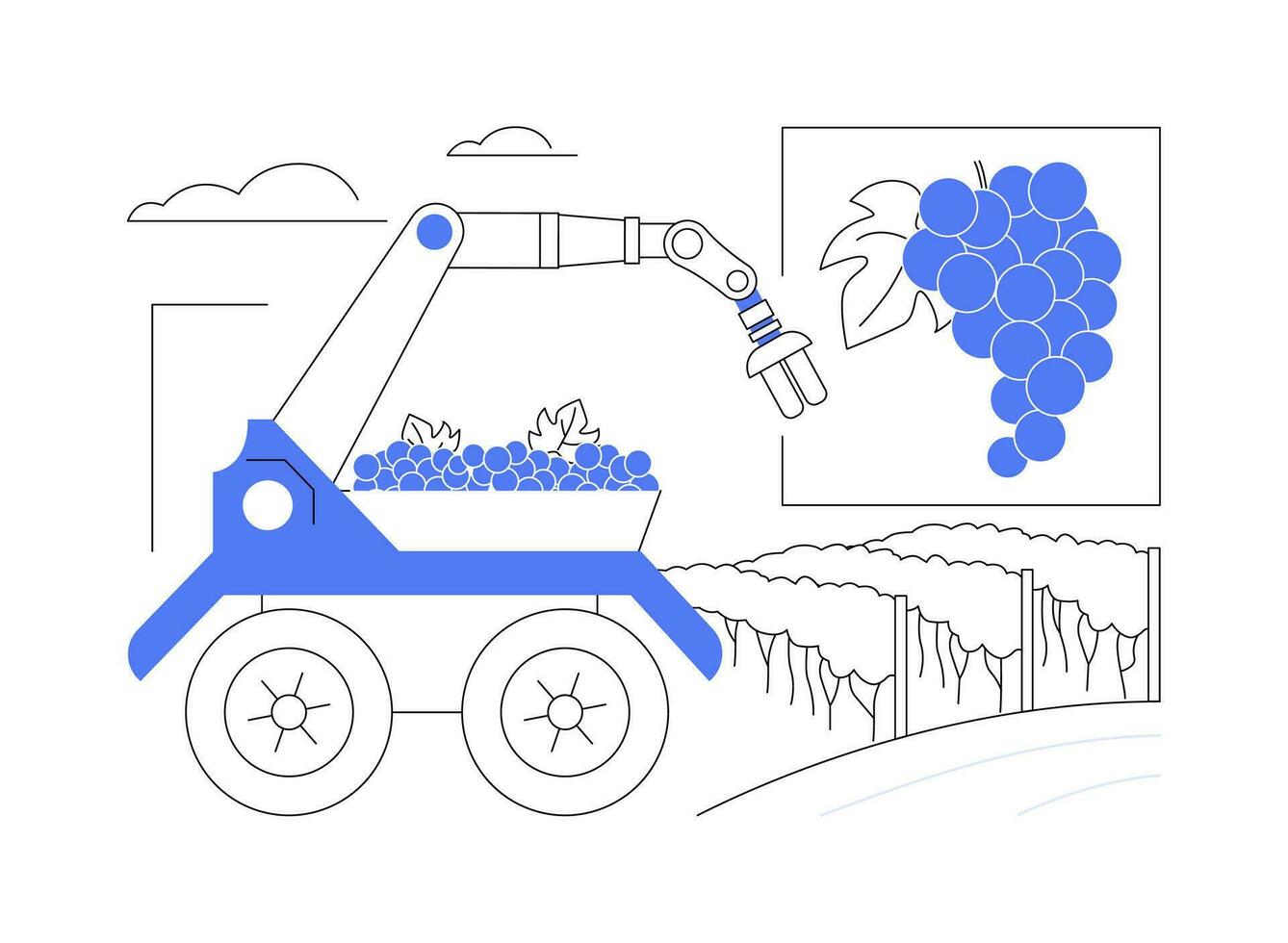 oogsten en plukken robots geïsoleerd tekenfilm vector illustraties.