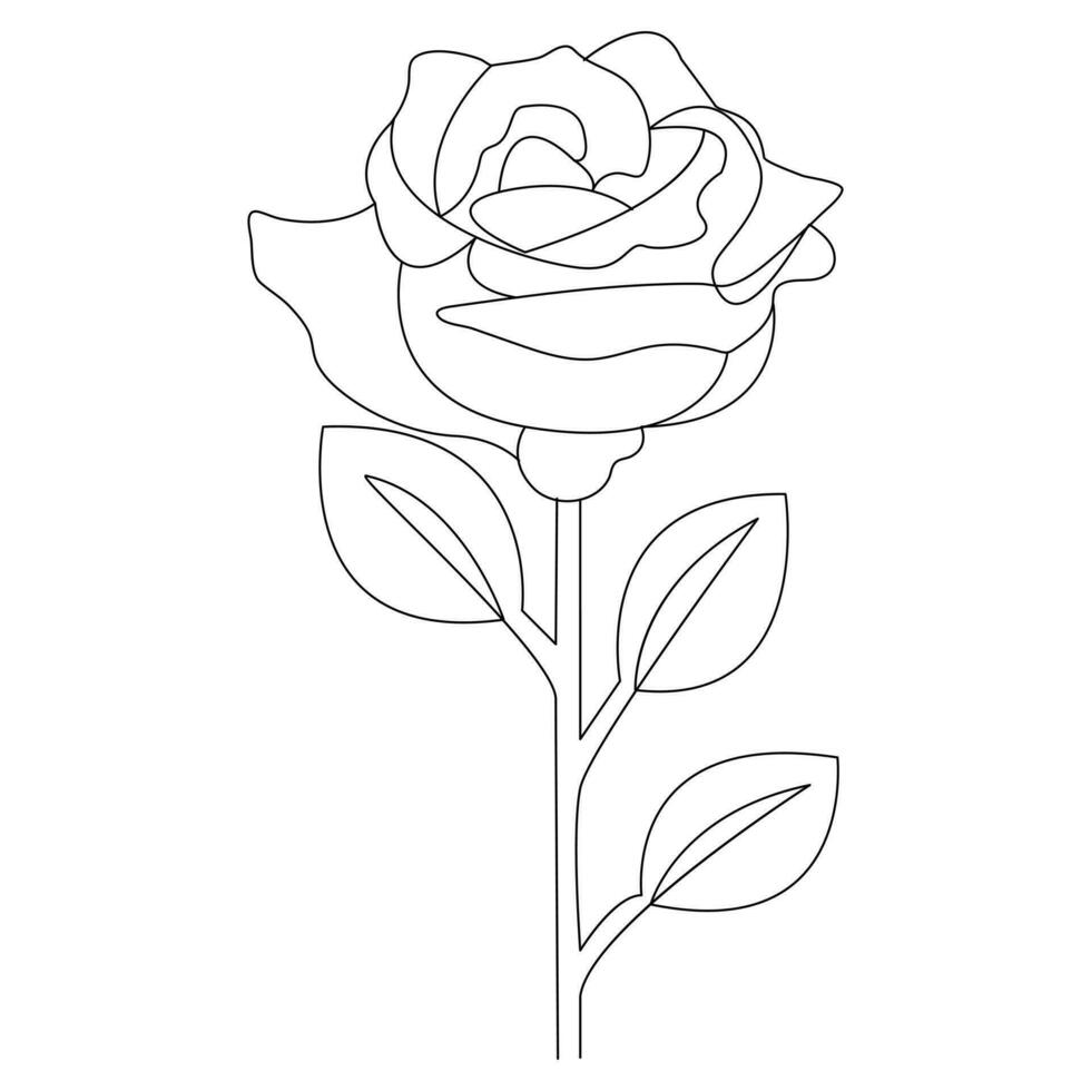 continu mooi roos bloemen single lijn tekening vector kunst