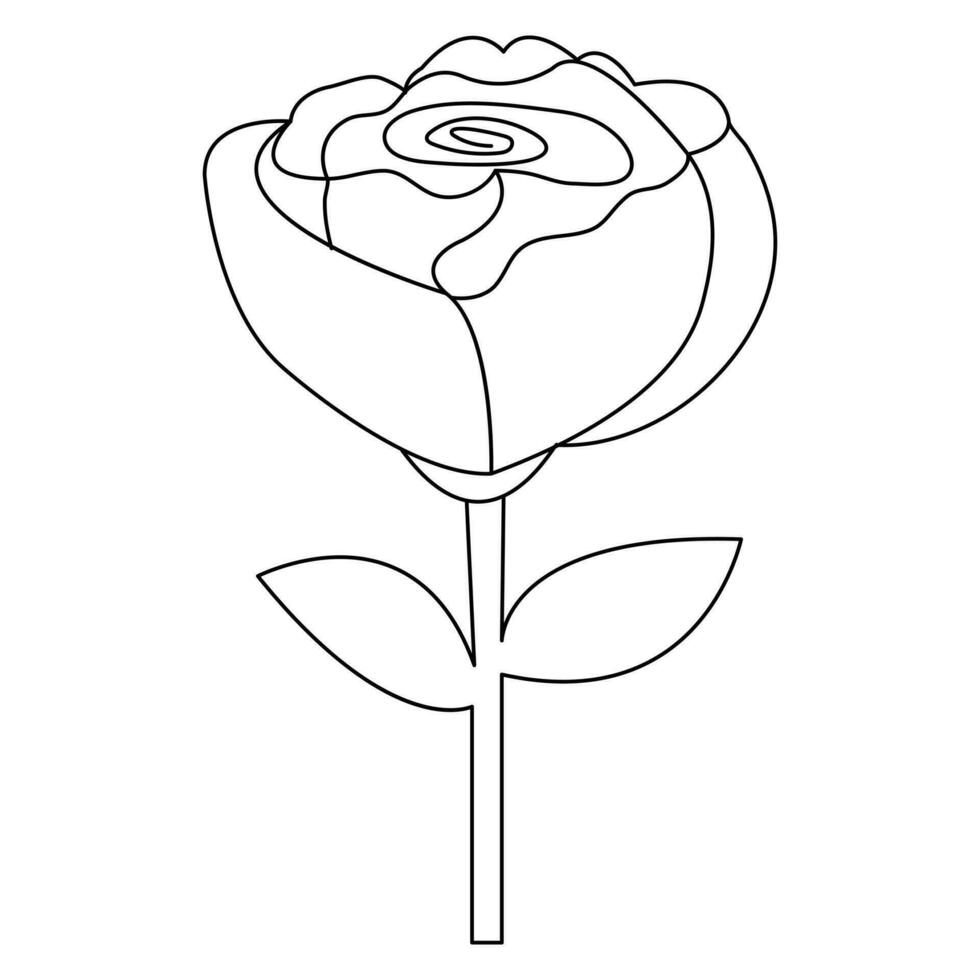 continu mooi roos bloemen single lijn tekening vector kunst