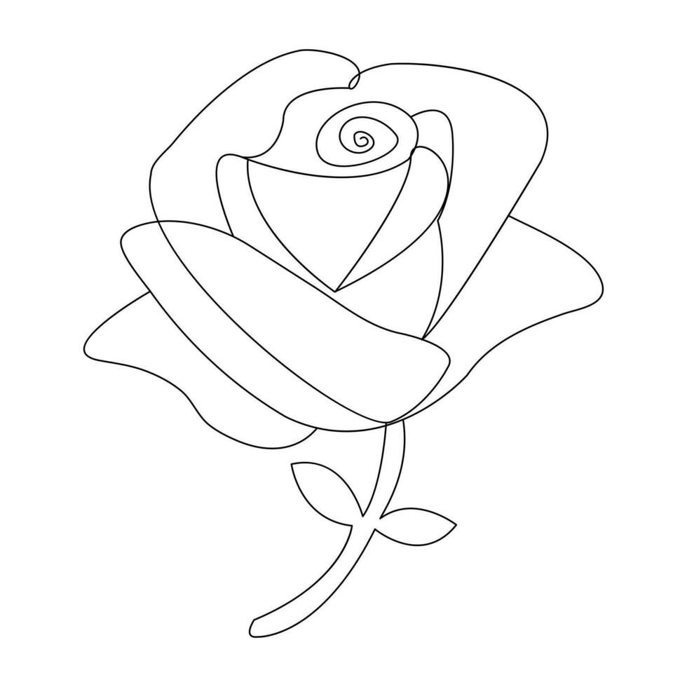 continu mooi roos bloemen single lijn tekening vector kunst