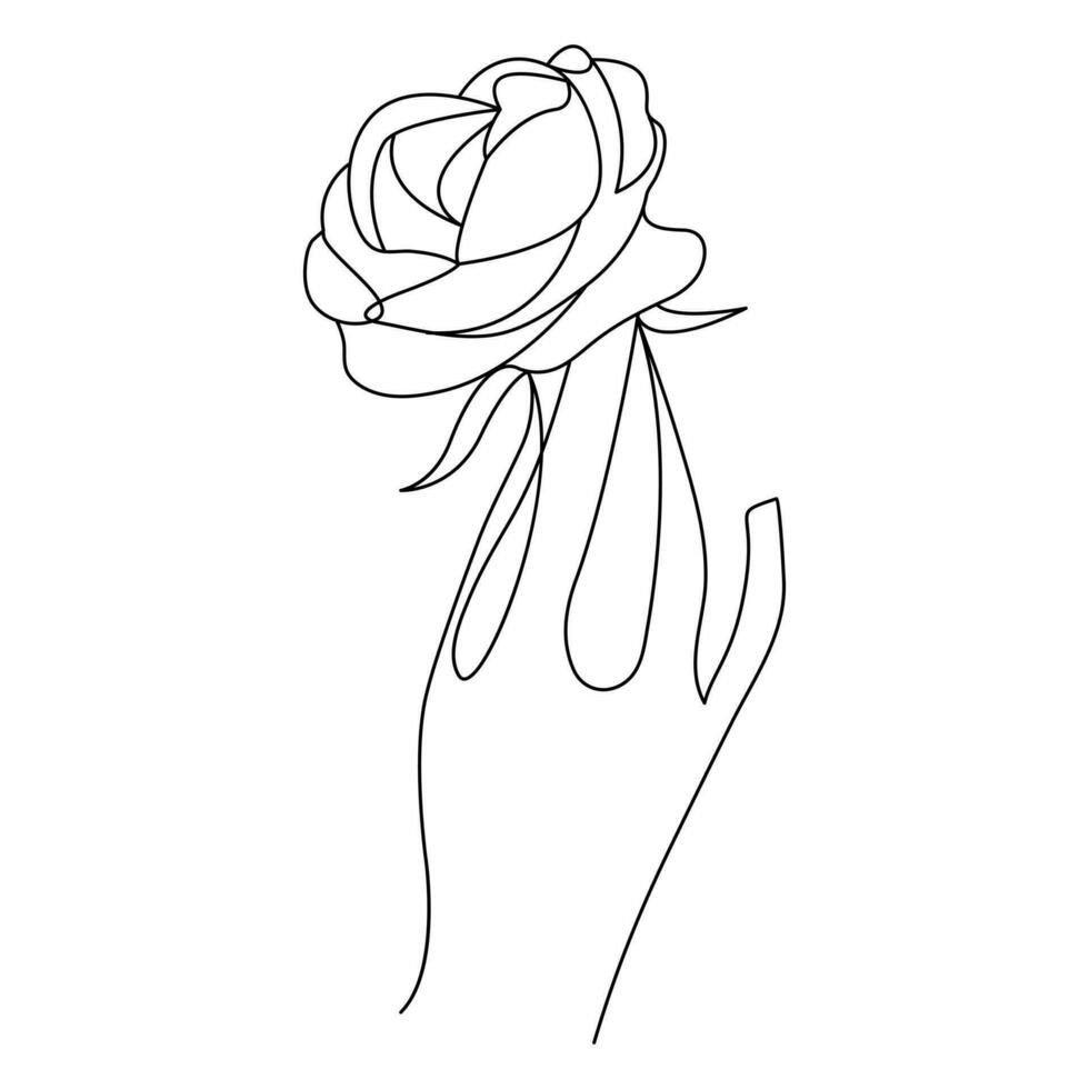 doorlopend mooi roos bloemen single lijn kunst vector tekening van hand- Holding