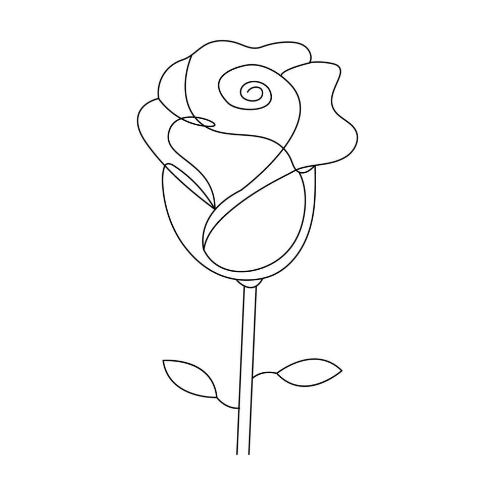 continu mooi roos bloemen single lijn tekening vector kunst