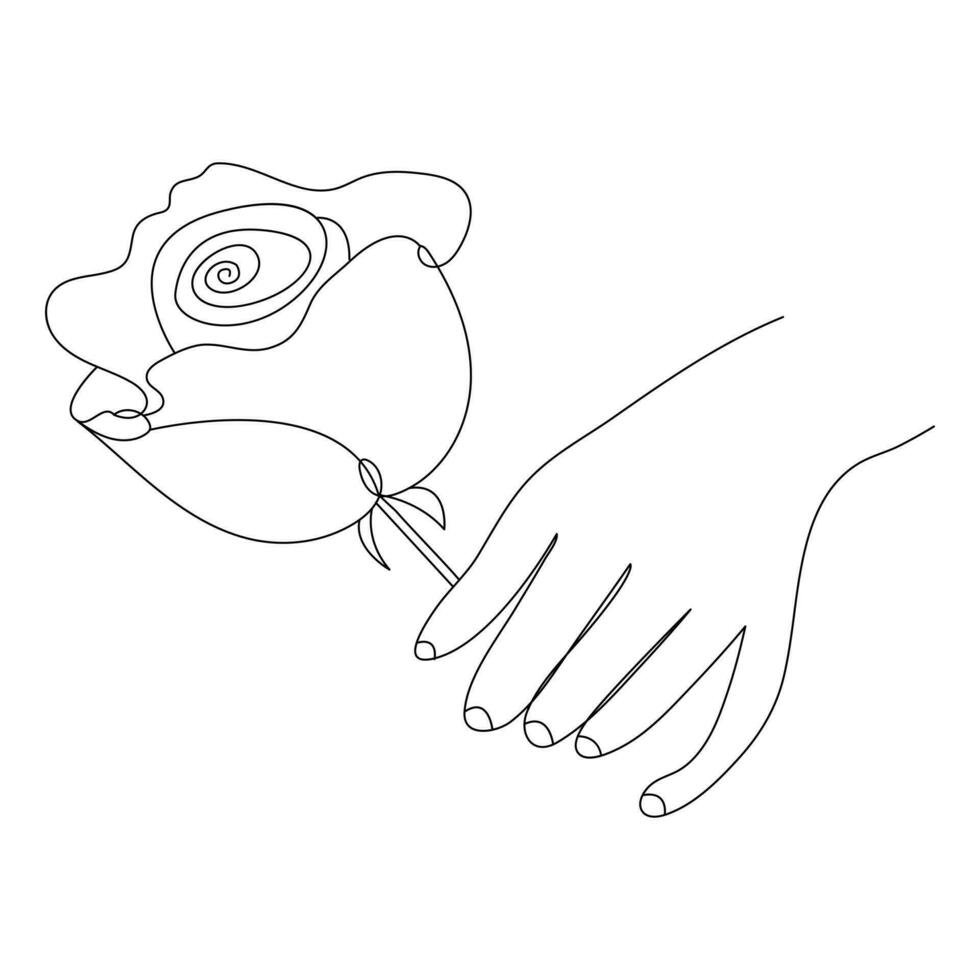 doorlopend mooi roos bloemen single lijn kunst vector tekening van hand- Holding