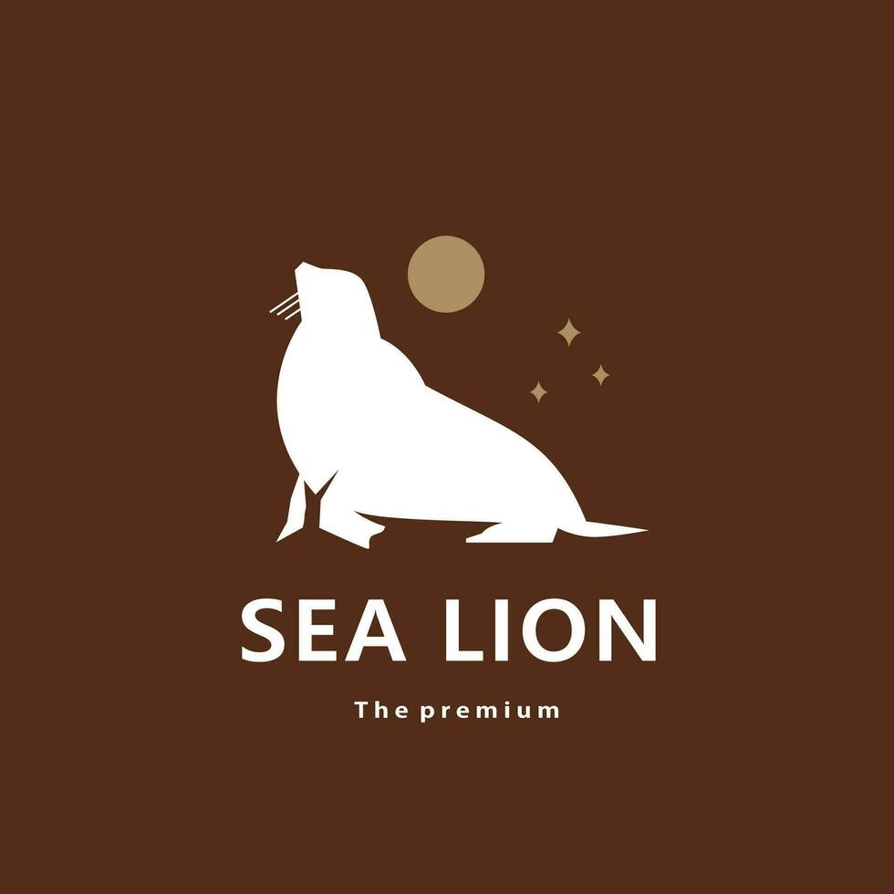 dier zee leeuw natuurlijk logo vector icoon silhouet retro hipster